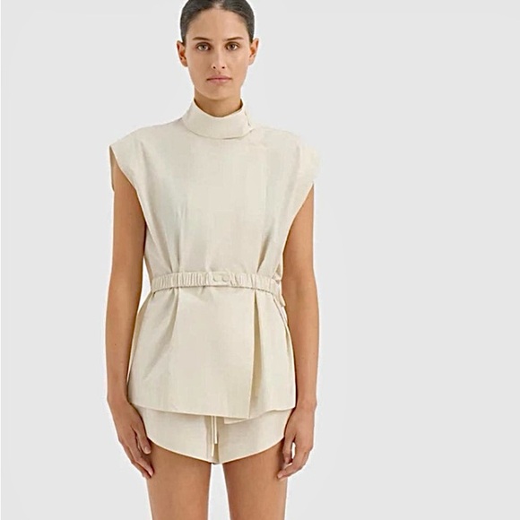 SIR the Label Nouveaux Collared Top Blouse Vest Asymmetric Neutral Scandi Girl - Picture 1 of 16